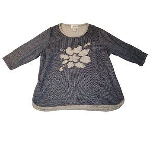 C.D. Daniels Sweatshirt Flower Print with Sequins Plus Size 1X